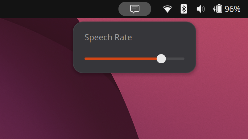 Speak Selection extension tray icon menu